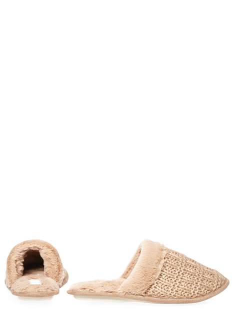 Natural Knitted Mule Slippers